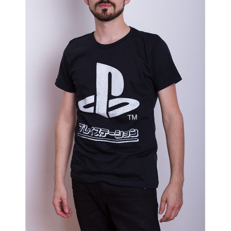 Remera Playstation Japon Hombre Negra XL
