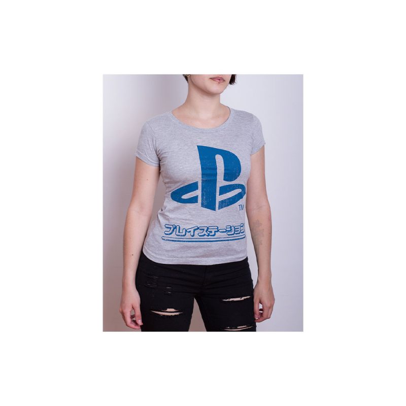 Remera Playstation - Japon - Mujer Gris S