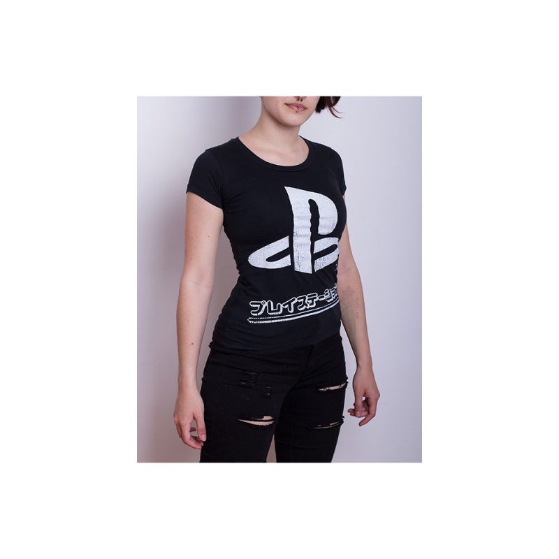 Remera Playstation - Japon - Mujer Negra S