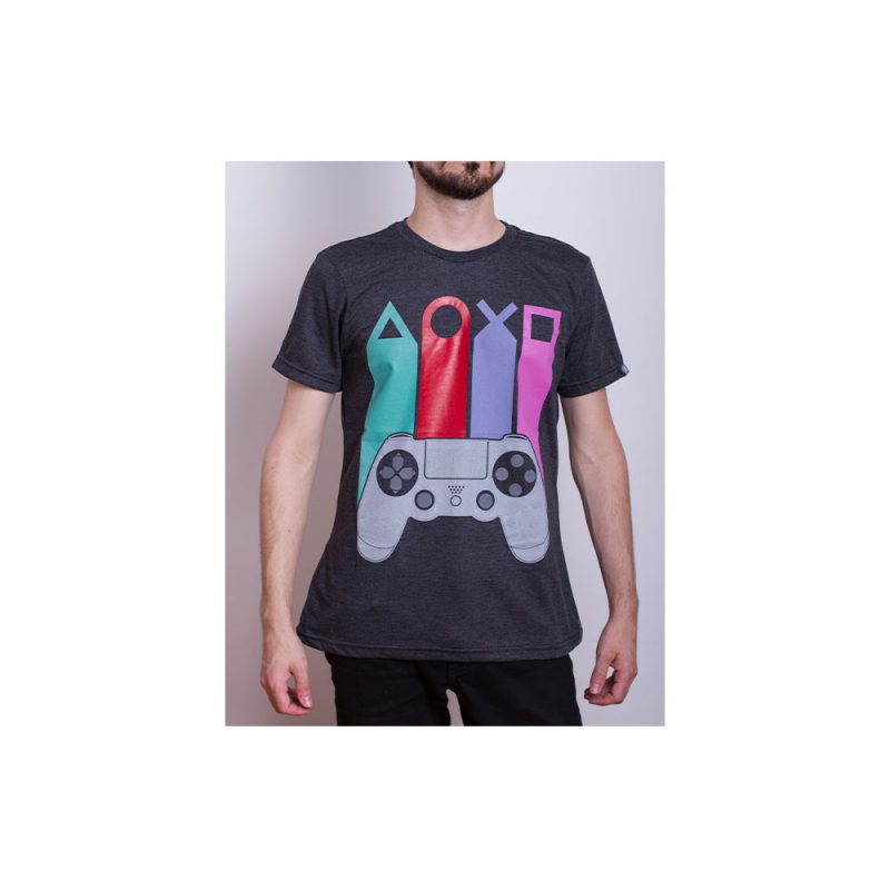 Remera Playstation - Joystick - Hombre Gris Oscuro XXL