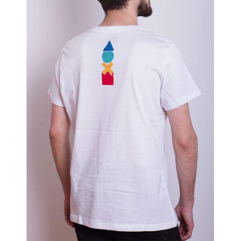 Remera Playstation Retro Colors Hombre Blanca XXS