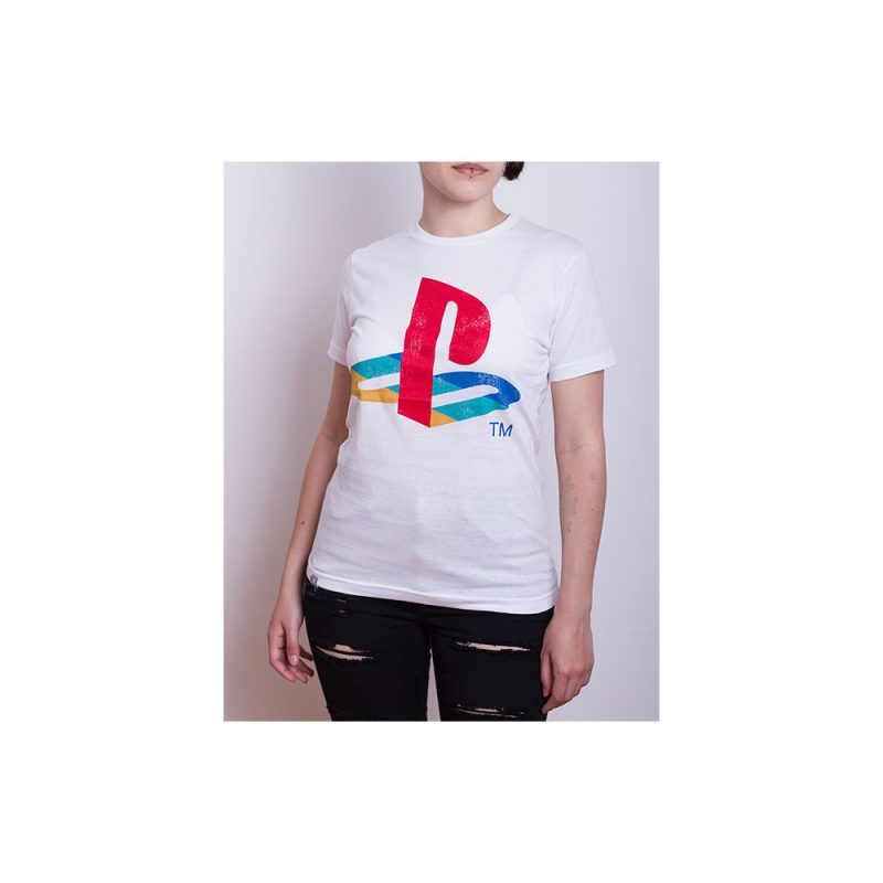 Remera Playstation - Retro Colors - Mujer Blanca XS