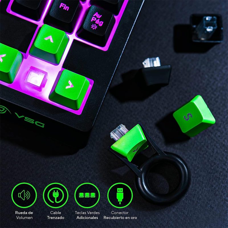 Teclado Membrana TKL VSG Pulsar Negro - Imagen 3